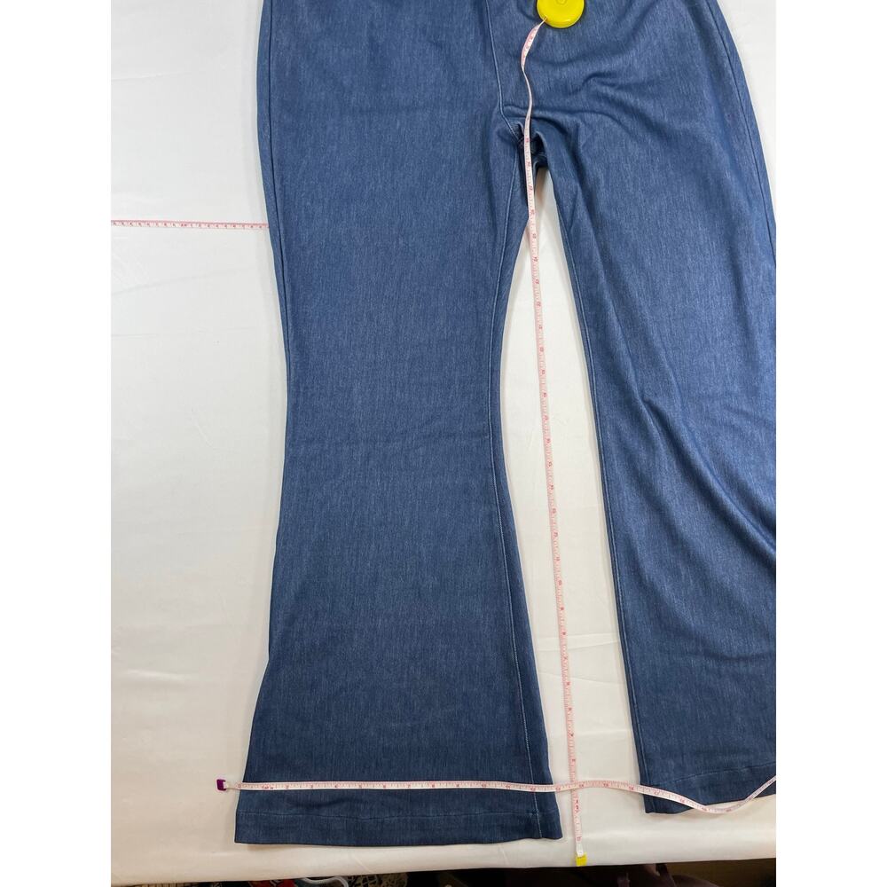 Halara Crossover Waist Flare Denim Look Soft Knit Pants Medium Blue 3X Plus - Picture 5 of 5